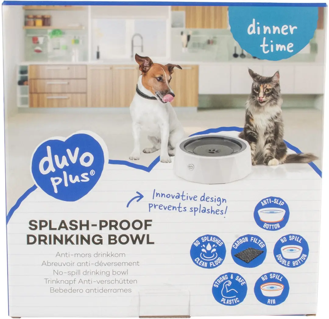 Duvo+ Splash-Proof Drinkkom 1200ml - Carbonfilter - 23cm - Wit/Grijs