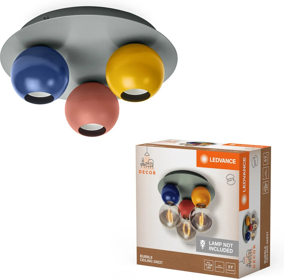 LEDVANCE Decor Bubble Plafondlamp 3XE27 - Multicolor