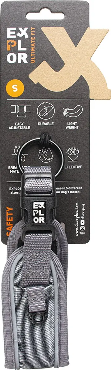Duvo Ultimate Fit Control Halsband Safety S - 34-38cm - Zilver Reflecterend