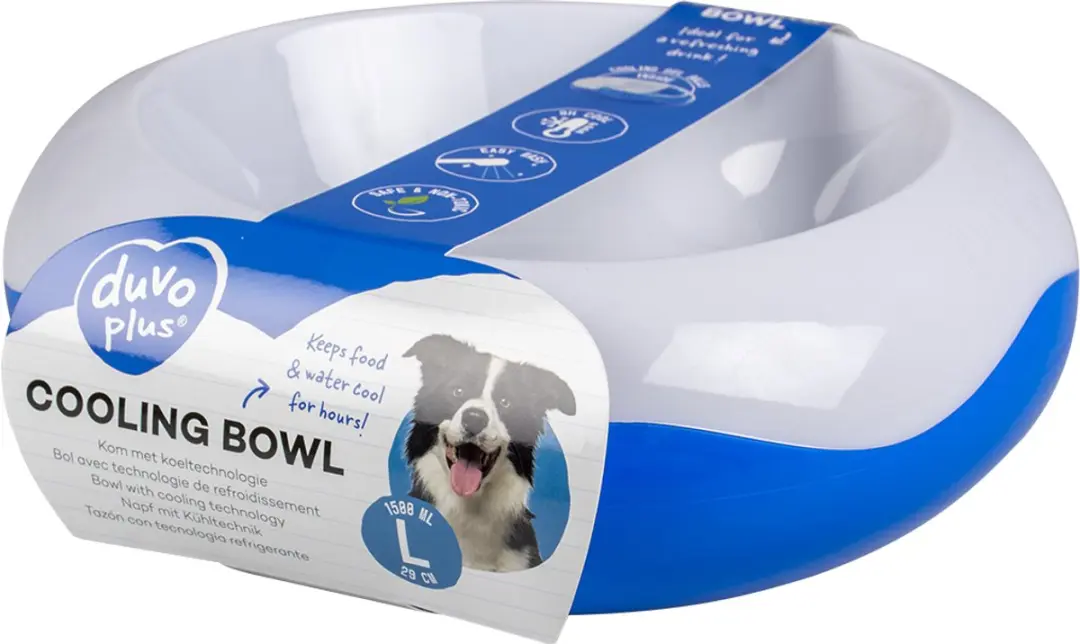 DuvoPlus Voerbak Koelkom 1500ml - L - Ø29cm Wit/blauw