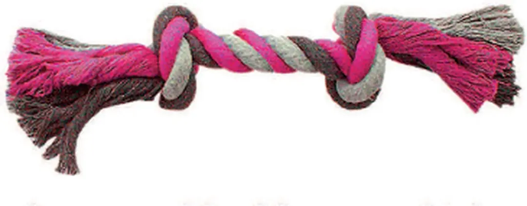 DuvoPlus Speelgoed Hond Knoop Katoen 35cm - Roze/Grijs/Bruin