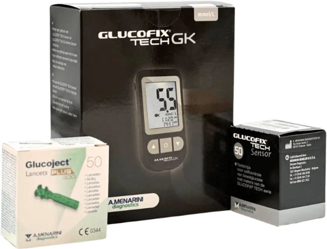 A Menarini Glucofix Tech 2K Glucosemeter Startpakket - Zwart