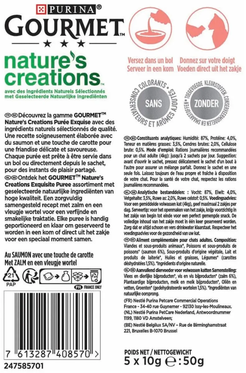 Gourmet Nature's Creations Zalm Wortelpuree 5x10g