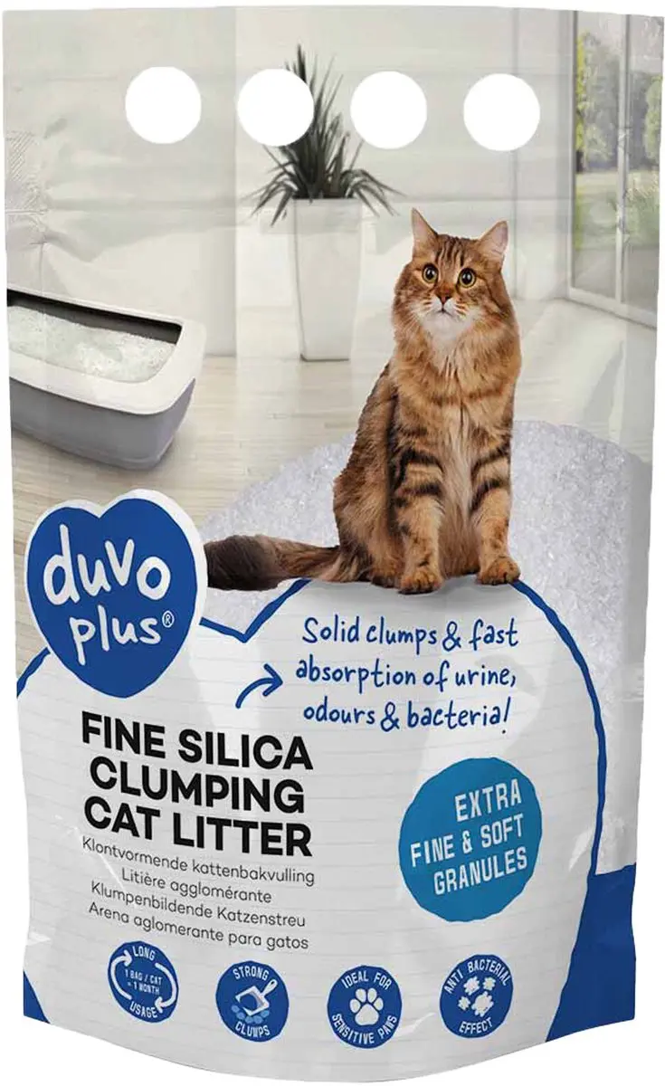 Duvo+ Premium Fijne Klontvormende Silica Kattenbakvulling 5L