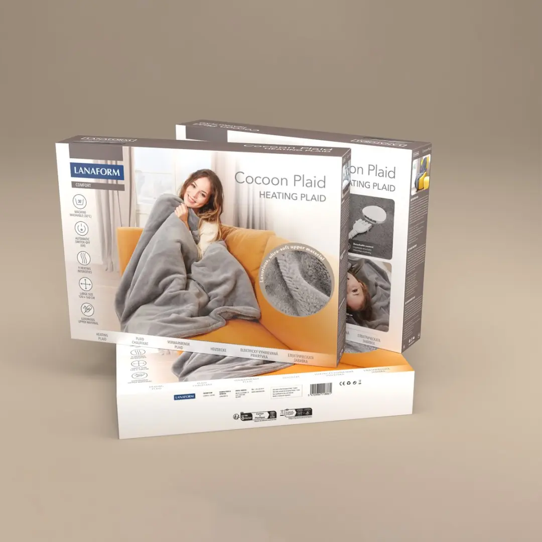 Lanaform Cocoon Plaid Elektrische Deken LA180114 - 160W - Grijs