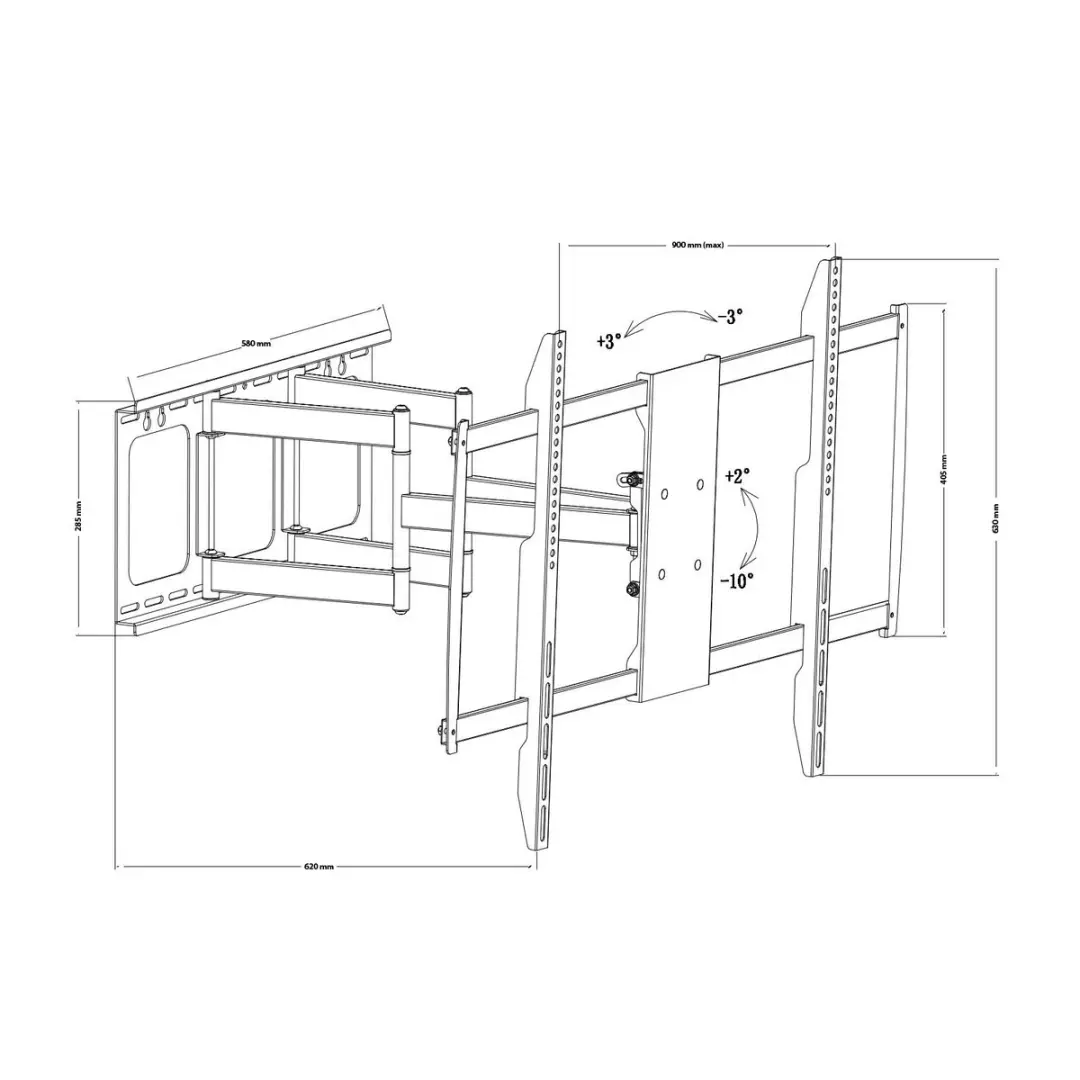 Delight TV Muurbeugel 39690 Kantelbaar & Draaibaar - 50-120" - VESA 900x600mm - 80kg - Zwart