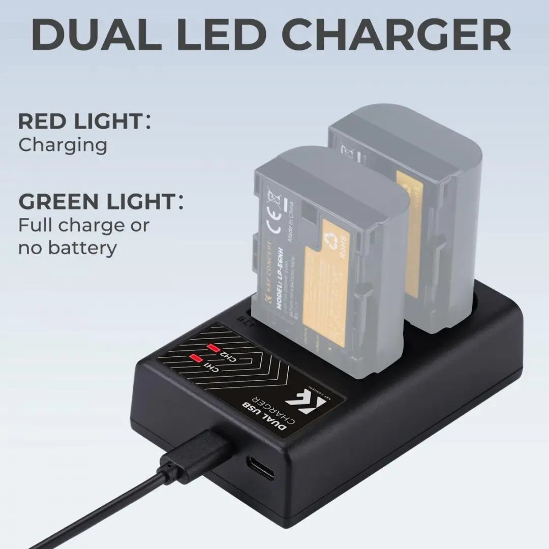 K&F Concept LPE6NH Dubbele Batterijlader - Canon