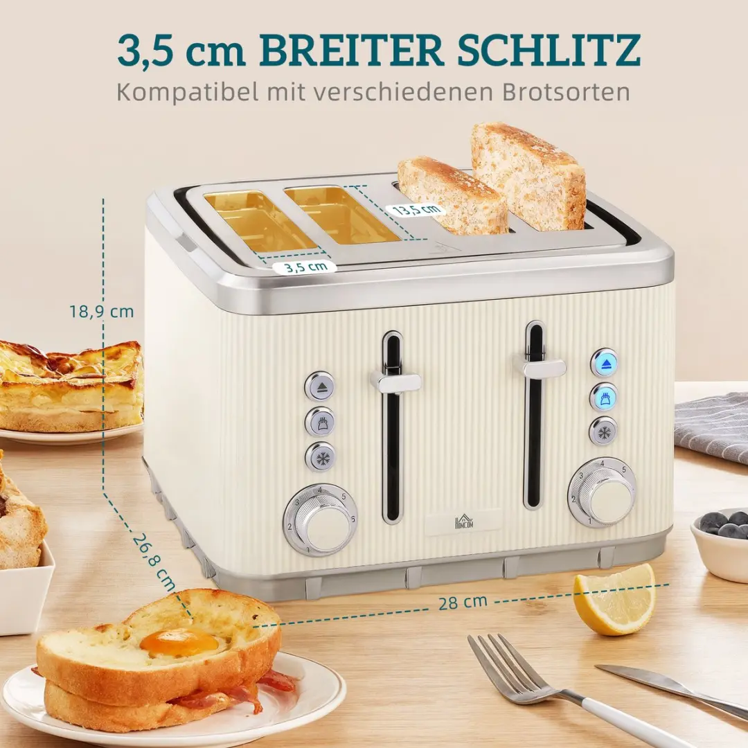 Homcom Waterkoker & Toaster Set 2200W - 1700ml - Crèmewit