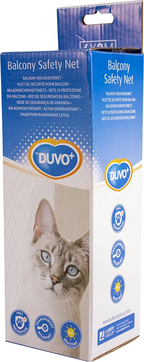 Duvo+ Balkonveiligheidsnet 4x3m Transparant - met bevestiging
