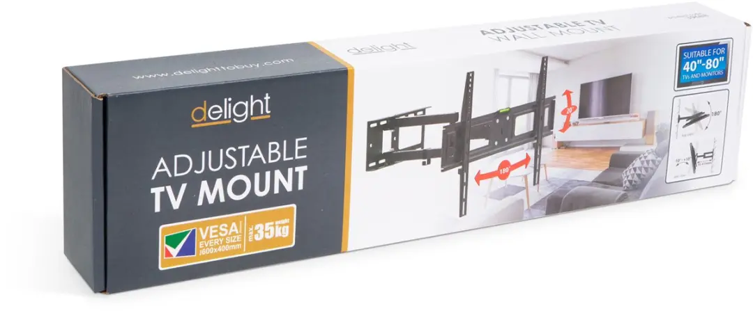 Delight TV-Muurbeugel VESA 600x400 39688 - 40-80" 35kg Zwart