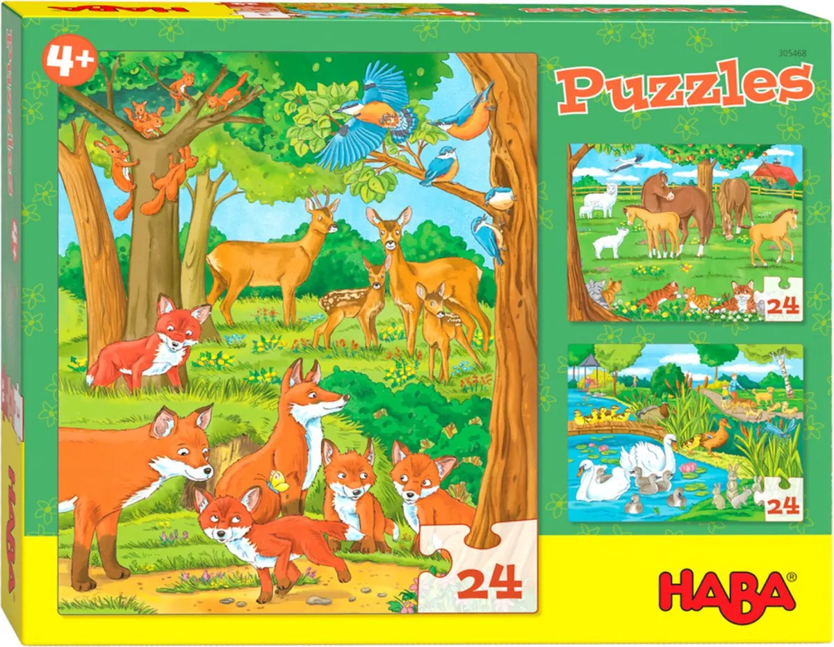Haba Legpuzzel Dierenfamilies 3-in-1 Junior 24 Stuks