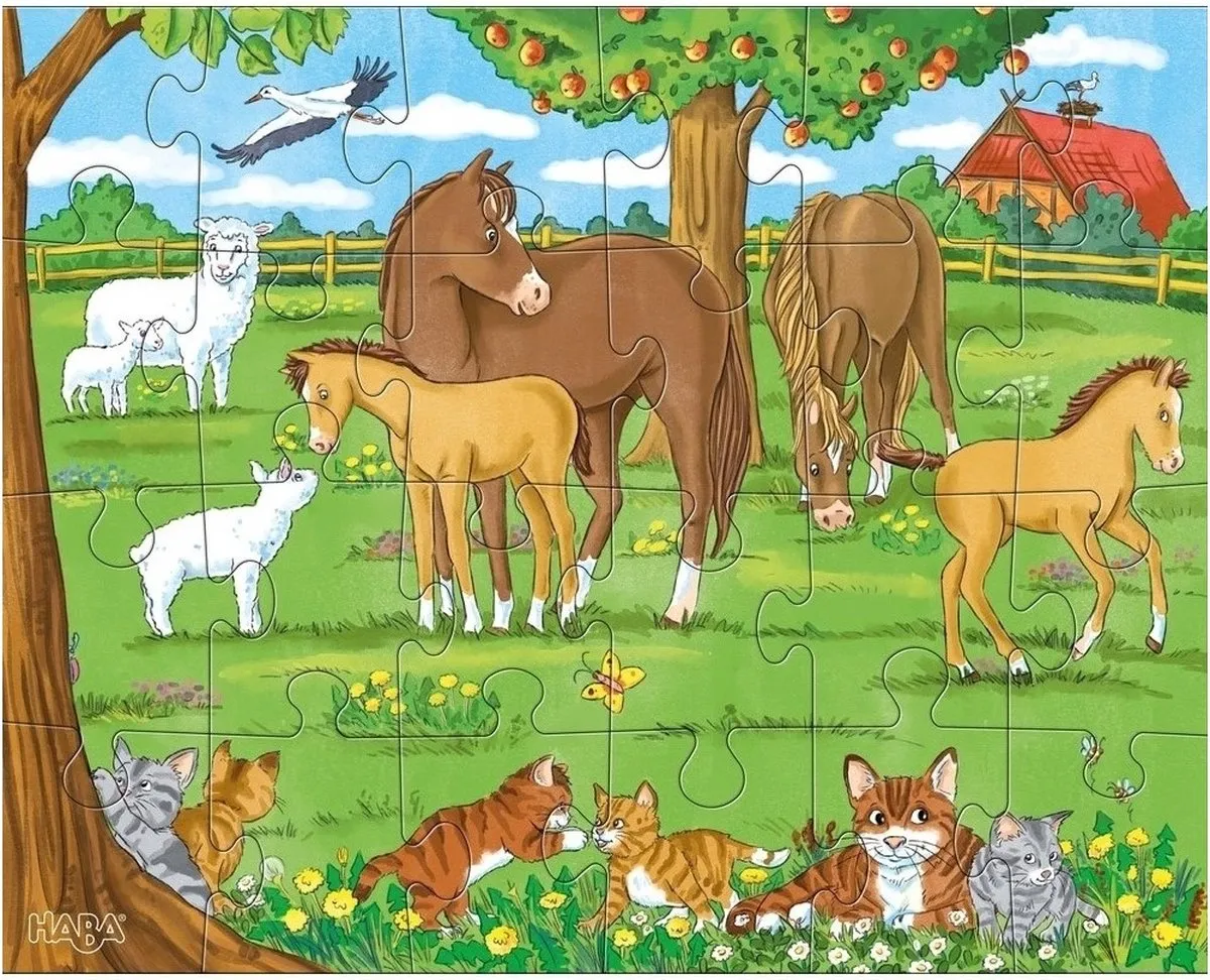 Haba Legpuzzel Dierenfamilies 3-in-1 Junior 24 Stuks