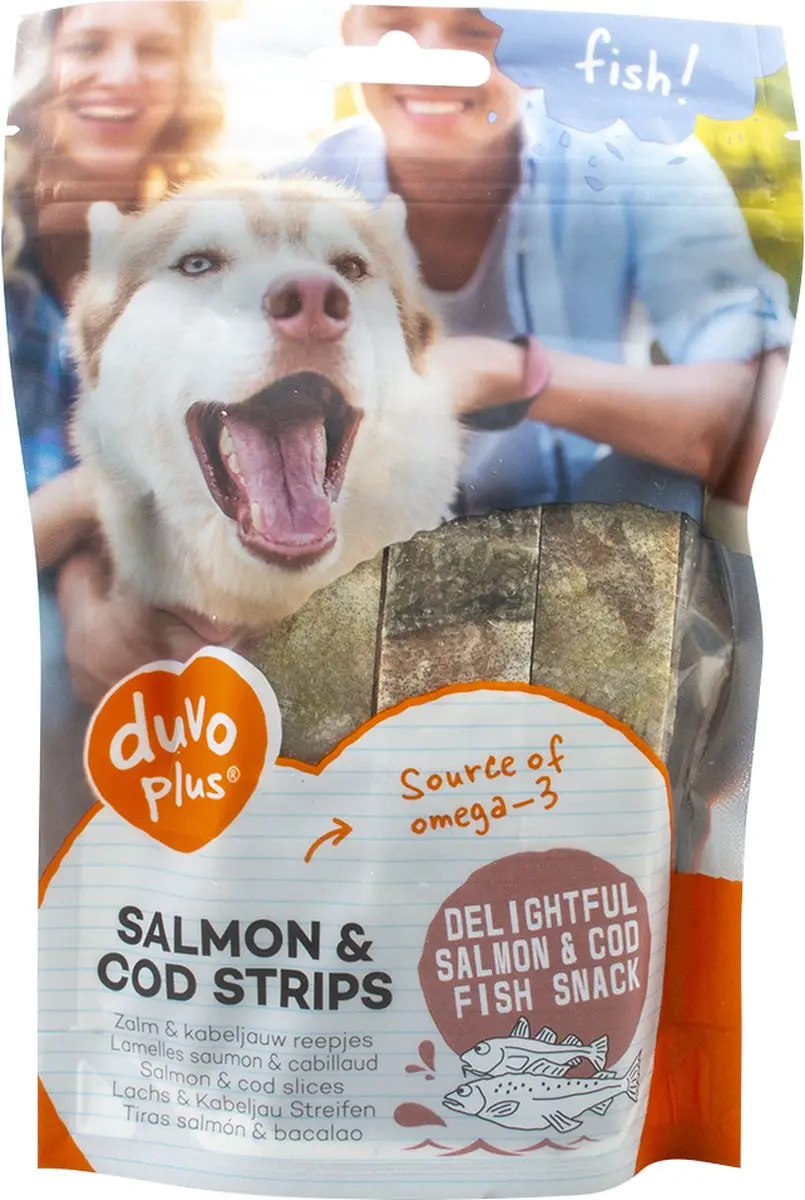 DuvoPlus Fish! Zalm & Kabeljauw Strips 150g - 14 Stuks