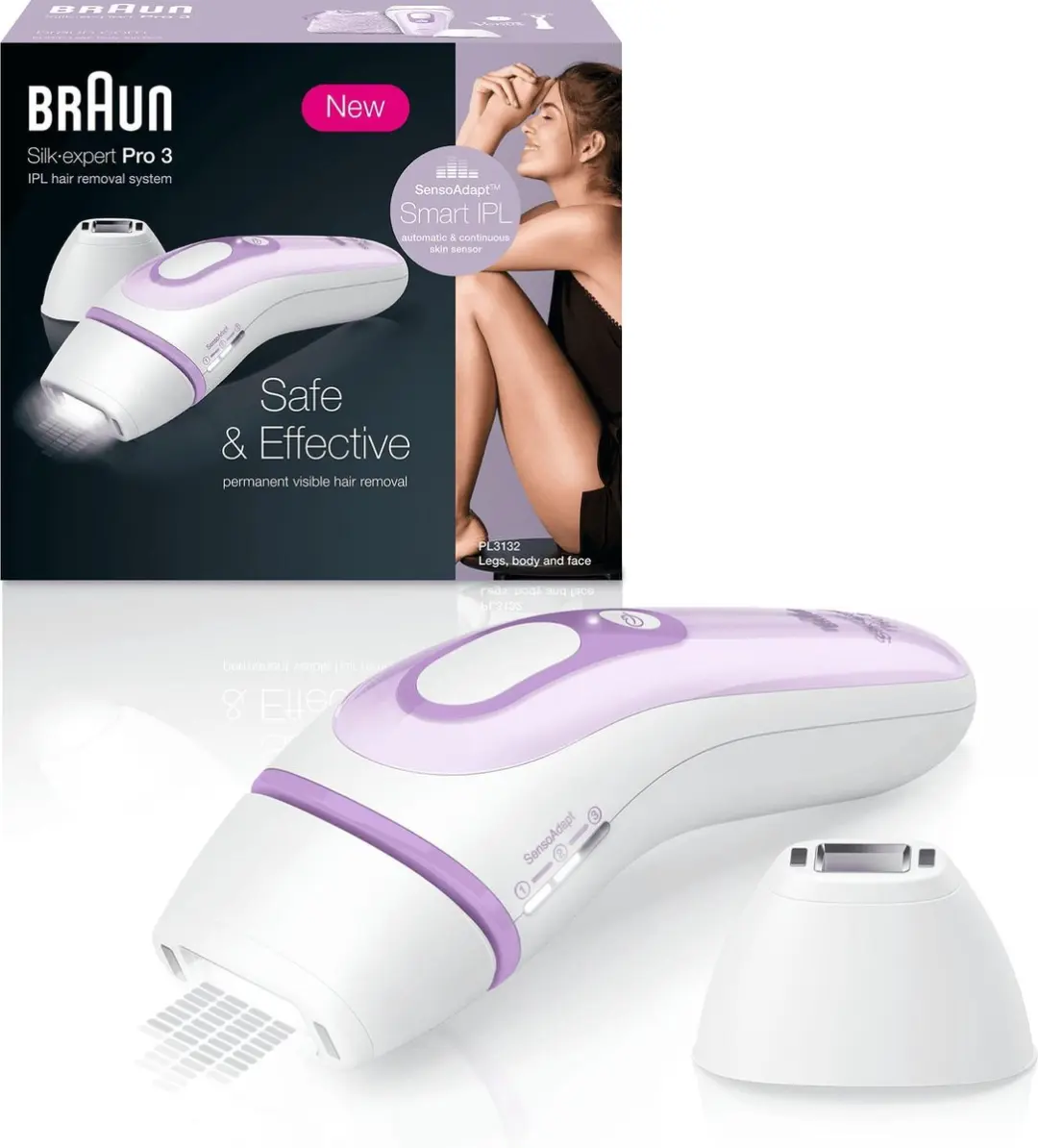 Braun Silk-expert Pro 3 PL3132 IPL Ontharingsapparaat - 300.000 Flitsen - Wit & Lila