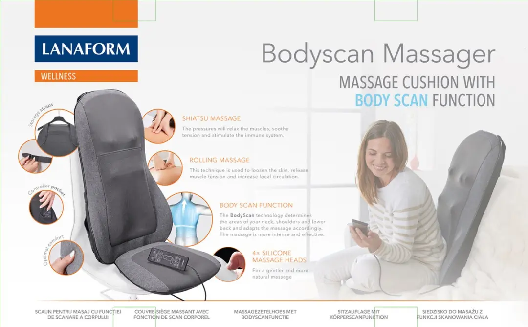 Lanaform Bodyscan Shiatsu Massagekussen Rug - Grijs