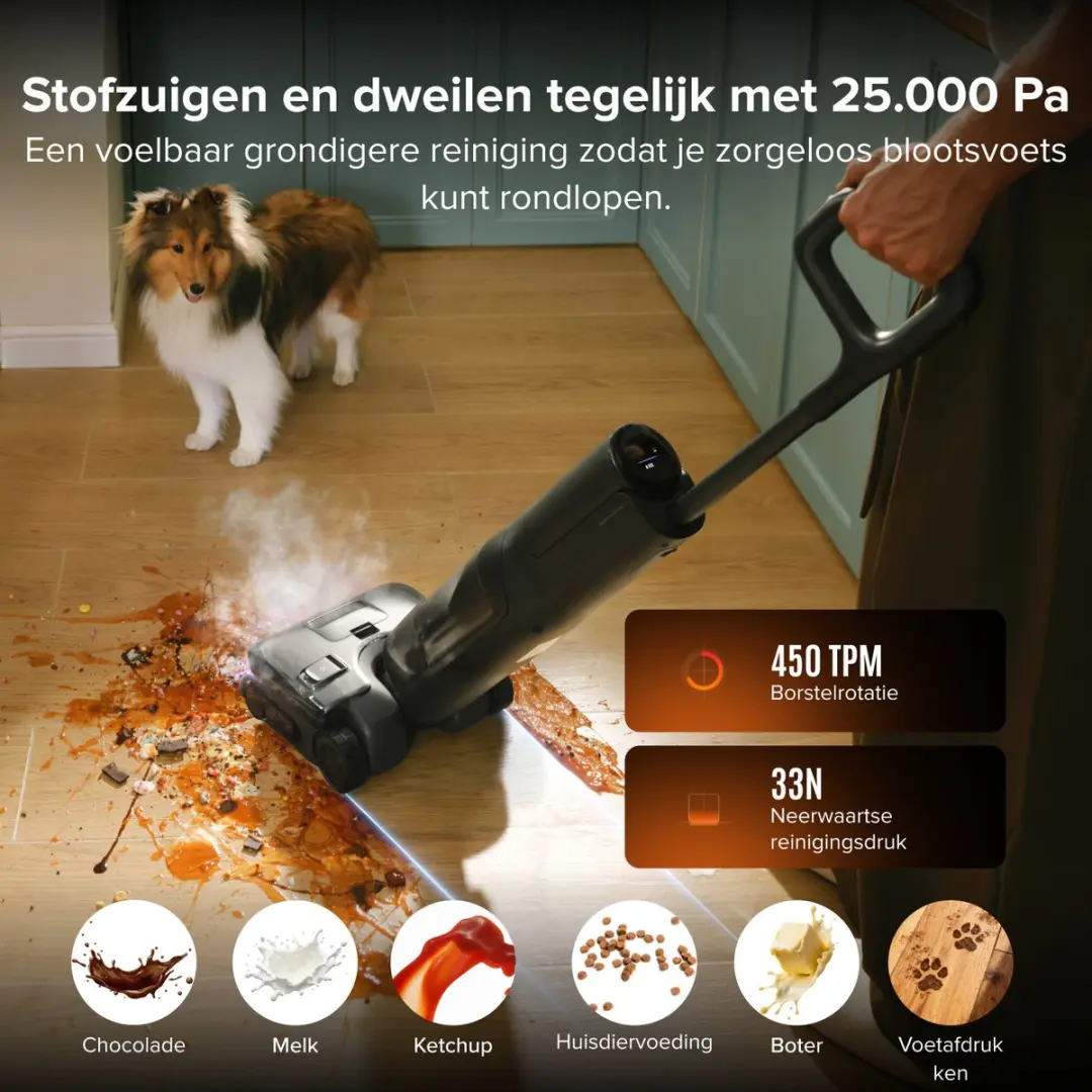 Roborock F25 Steam Set Stofzuiger - 25.000 Pa - 80 min - Zwart