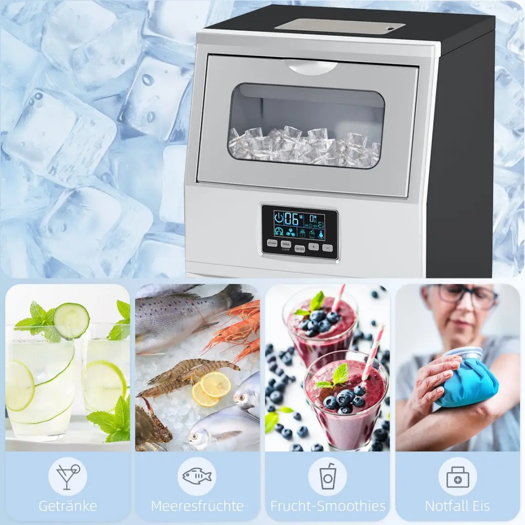 Homcom Kommerciële Eiswürfelmachine 300W - 10L - Staal Zwart/Zilver