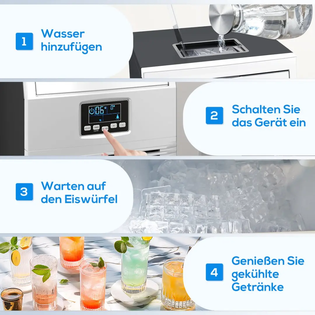 Homcom Kommerciële Eiswürfelmachine 300W - 10L - Staal Zwart/Zilver