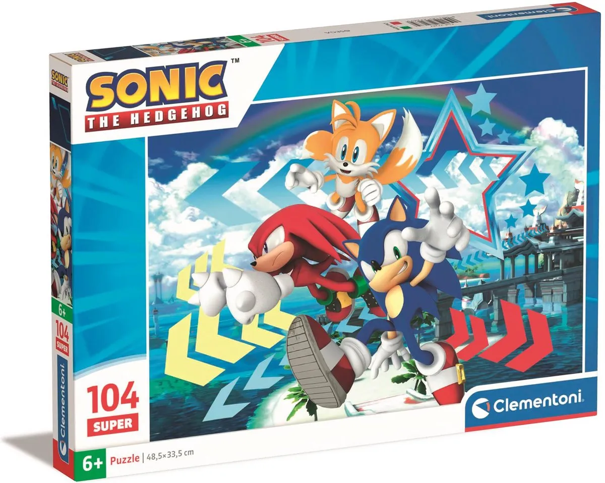 Clementoni Sonic de Egel Puzzel 104 Stuks - Multicolor