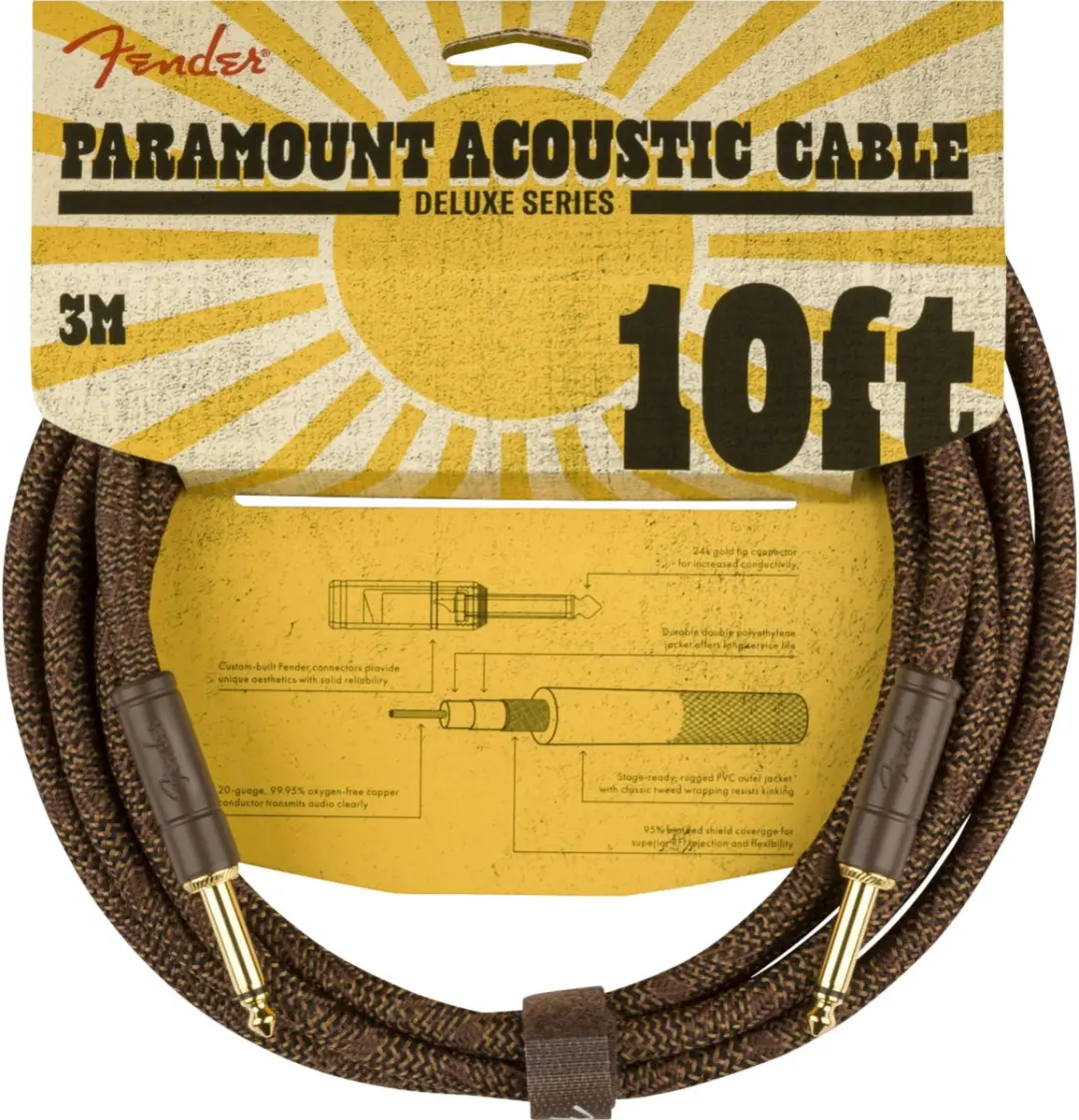 Fender Paramount Akoestische Instrument Kabel 3m - Bruin - afbeelding 4 van 6