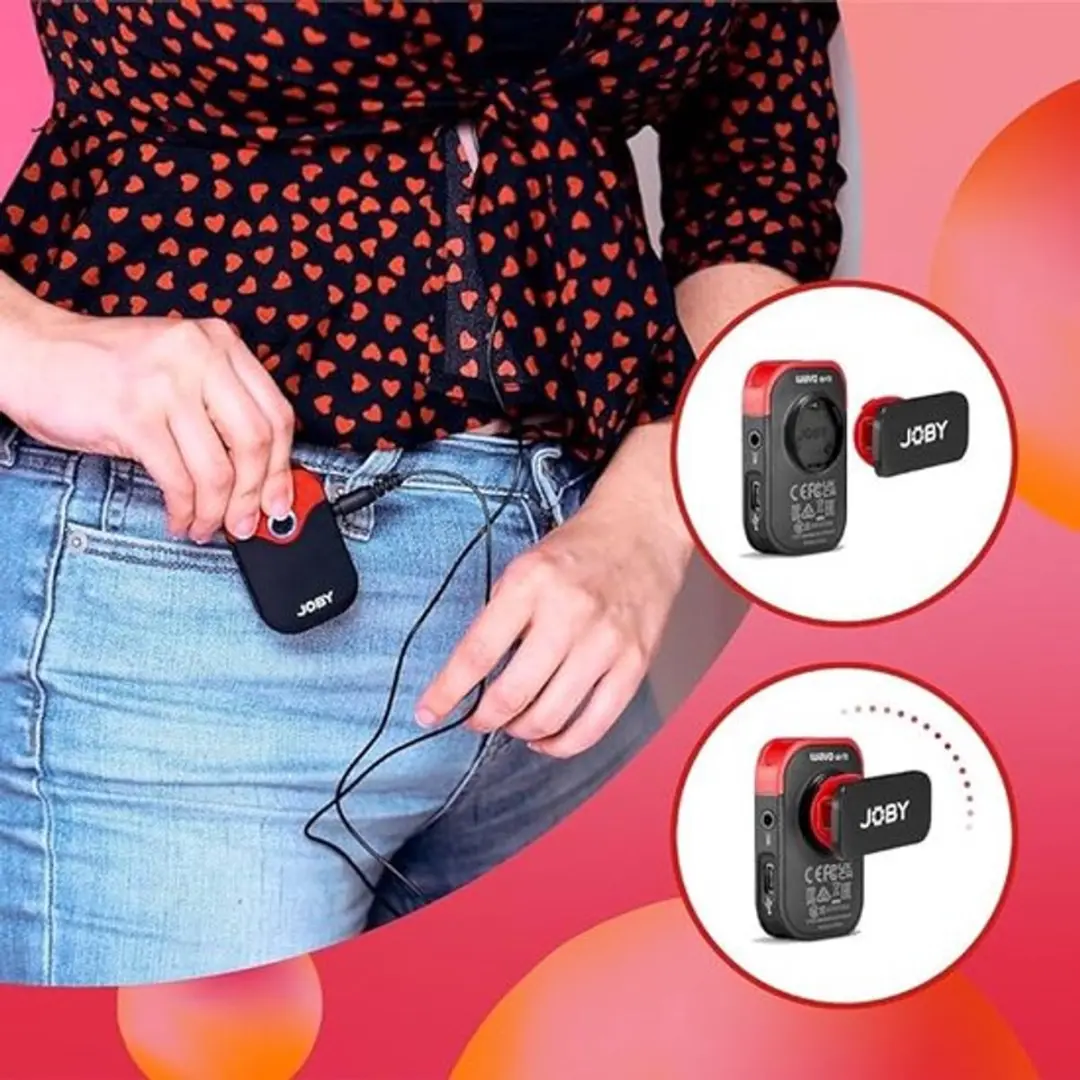 Joby Wavo Air JBO1737 Draadloos Microfoonsysteem - 2 Zenders - Zwart/Rood - afbeelding 6 van 6