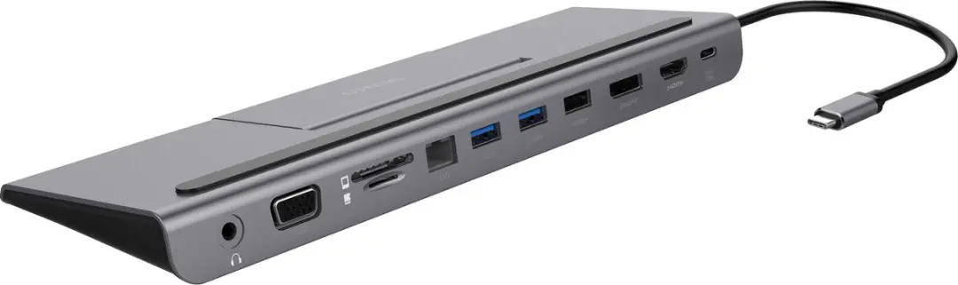 Deltaco USBC-DOCK2 USB-C Docking Station - 80W - Spacegrijs
