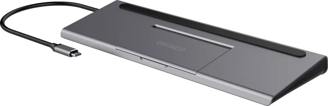 Deltaco USBC-DOCK2 USB-C Docking Station - 80W - Spacegrijs