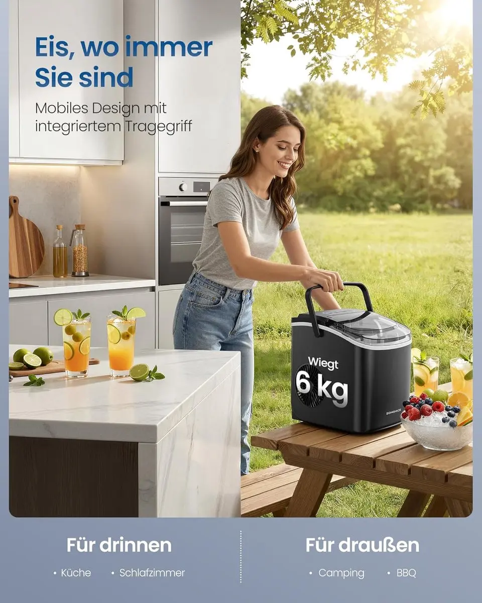 Songmics IJsblokjesmachine XZB001B1EU - 9 Blokjes - 12kg/24u - Zwart - afbeelding 6 van 6