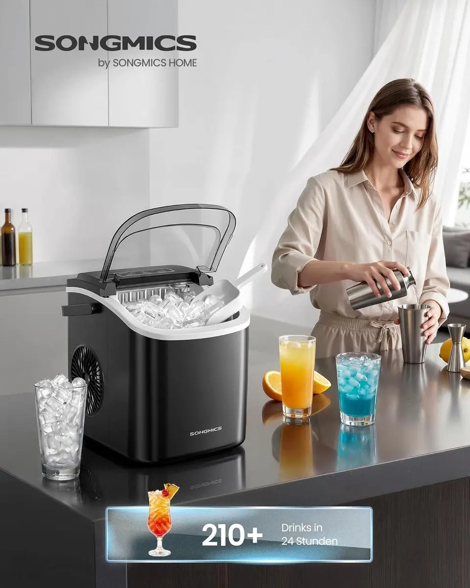 Songmics IJsblokjesmachine XZB001B1EU - 9 Blokjes - 12kg/24u - Zwart