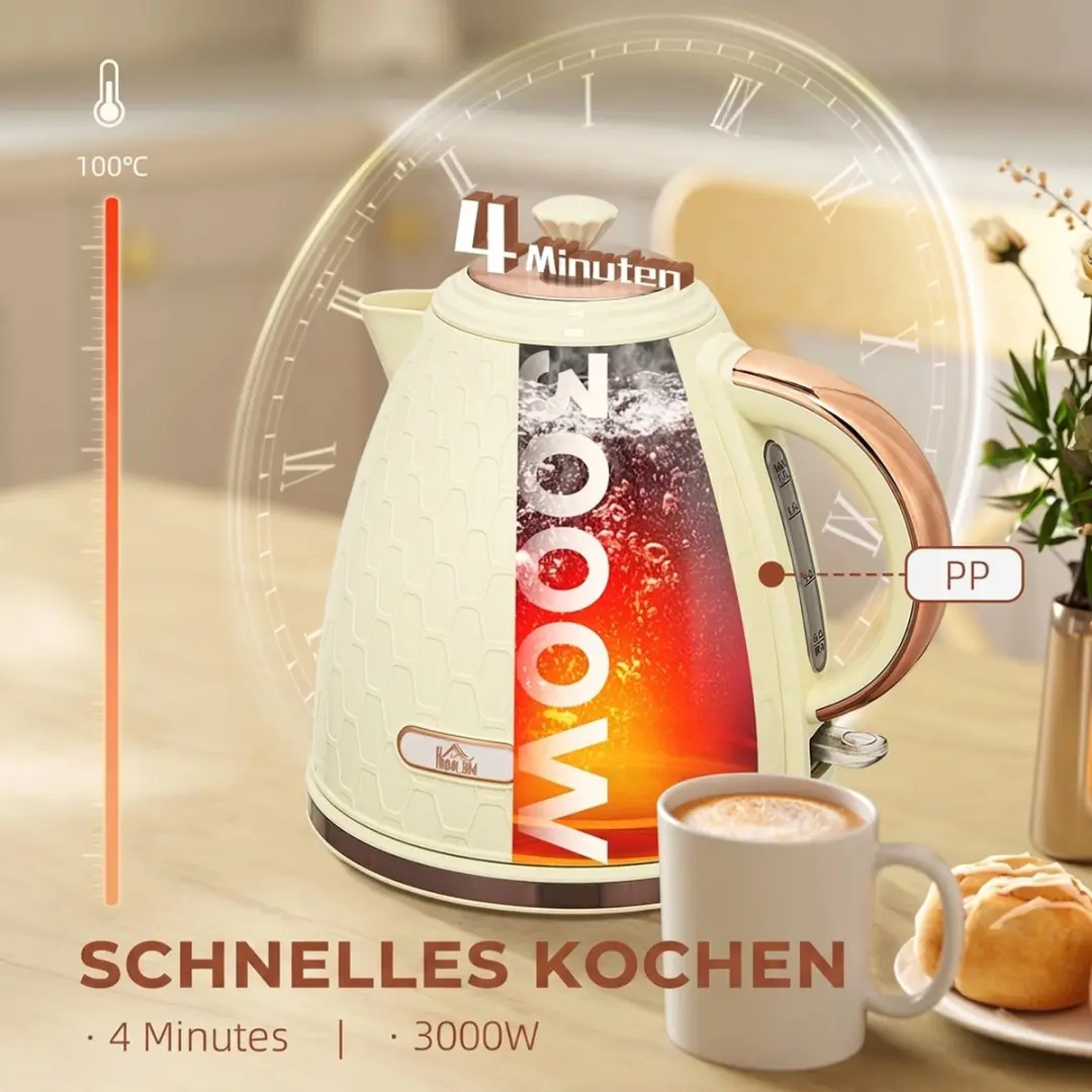 Homcom Waterkoker 2200W 1.7L - Beige