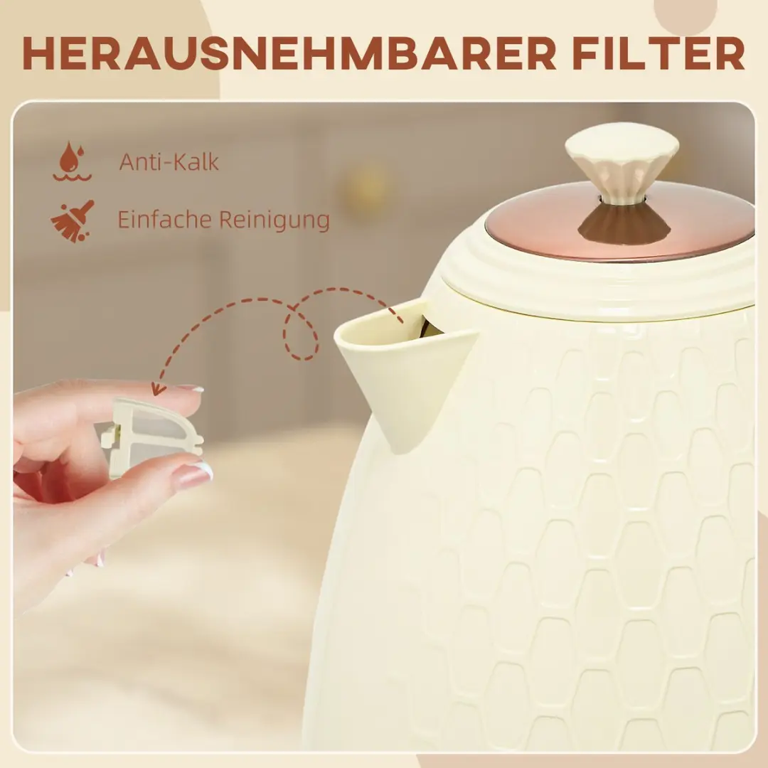 Homcom Waterkoker 2200W 1.7L - Beige - afbeelding 6 van 6