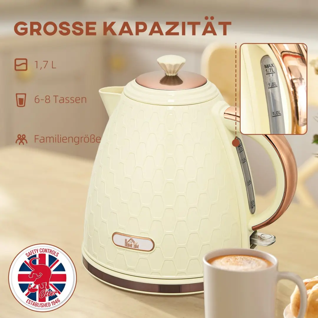 Homcom Waterkoker 2200W 1.7L - Beige