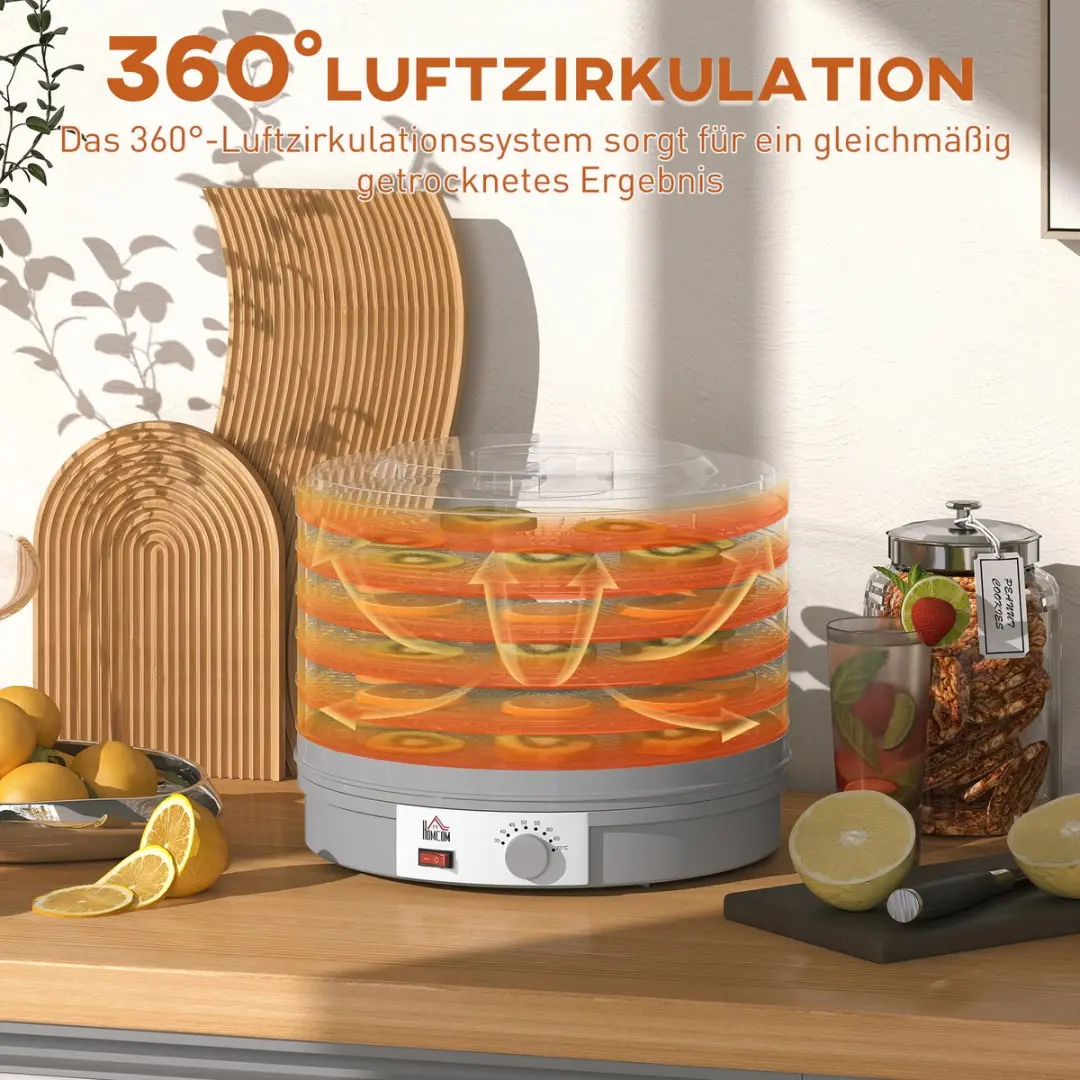 Homcom Voedseldehydrator 800-144V90GY - Grijs