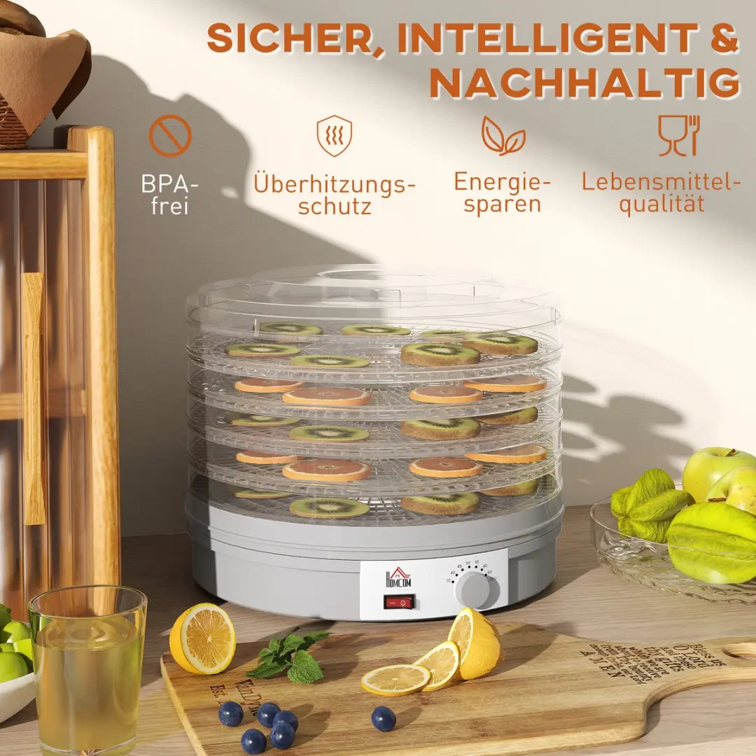 Homcom Voedseldehydrator 800-144V90GY - Grijs