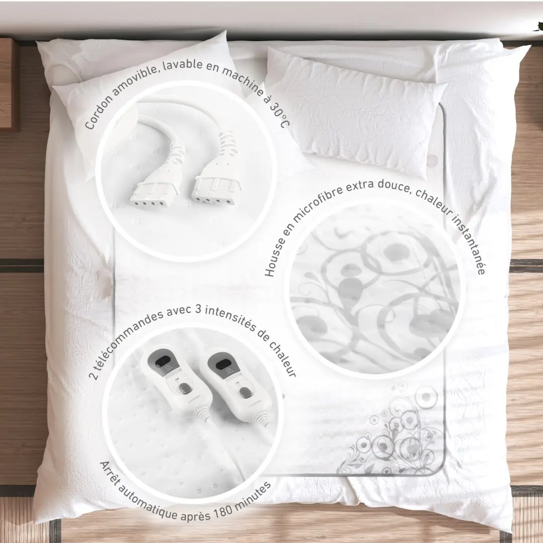 Lanaform Heating Blanket S2 LA 180111 Elektrische Onderdeken 2 Persoons - 140x160cm - Wit