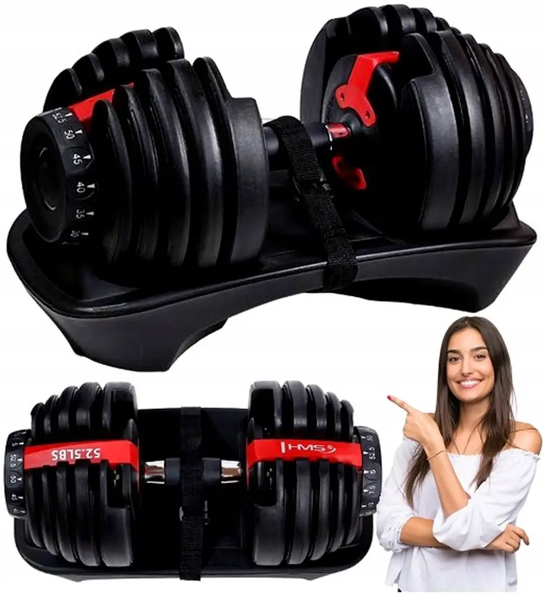 HMS SR52 Verstelbare Dumbbell 23,3 kg - Zwart