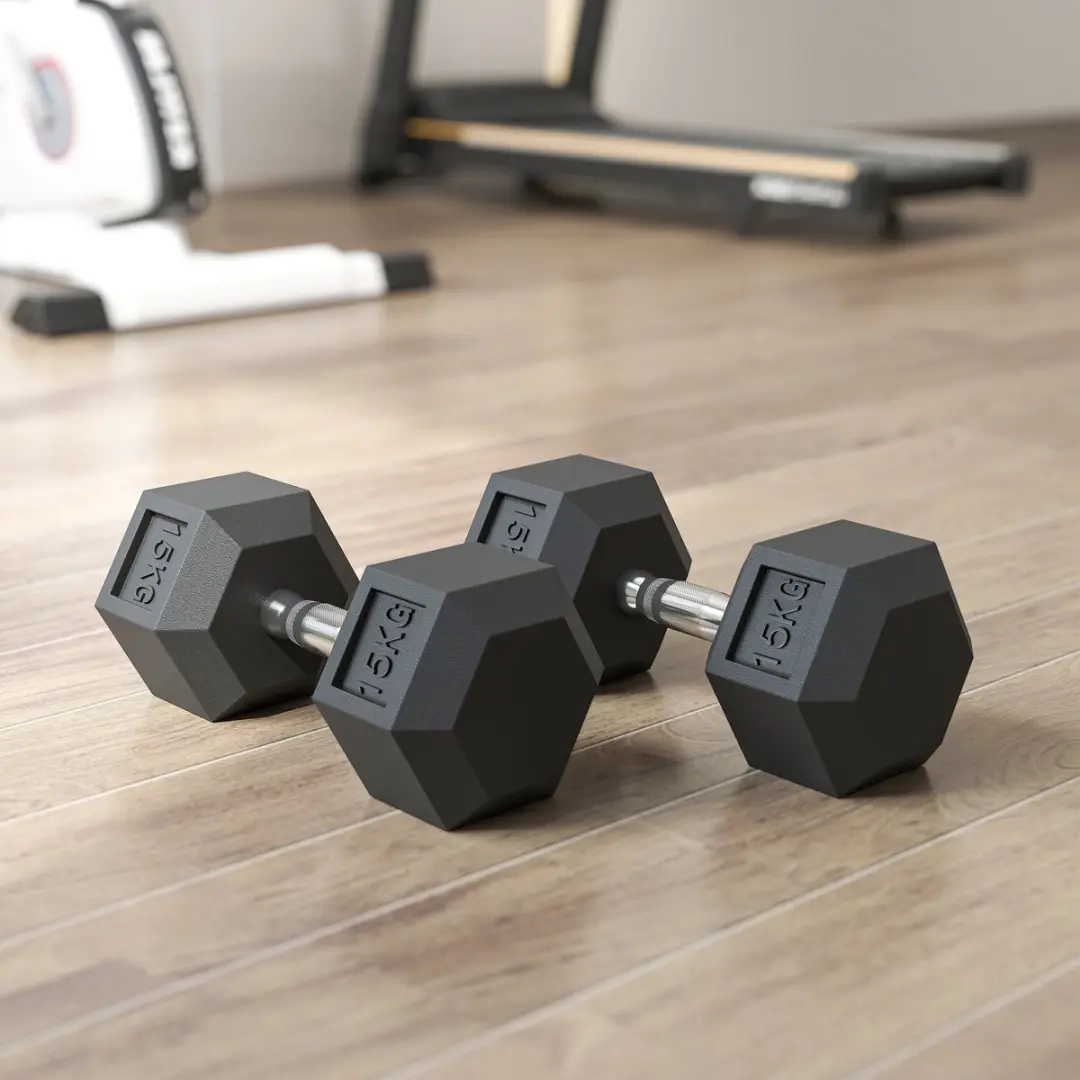 Homcom Rubberen Dumbbell 15,5cm Zwart - 2 Stuks