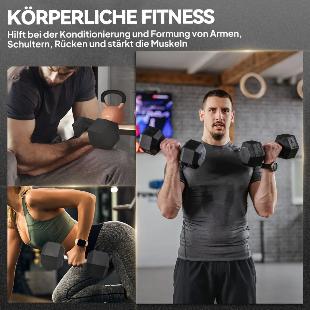 Homcom Rubberen Dumbbell 15,5cm Zwart - 2 Stuks