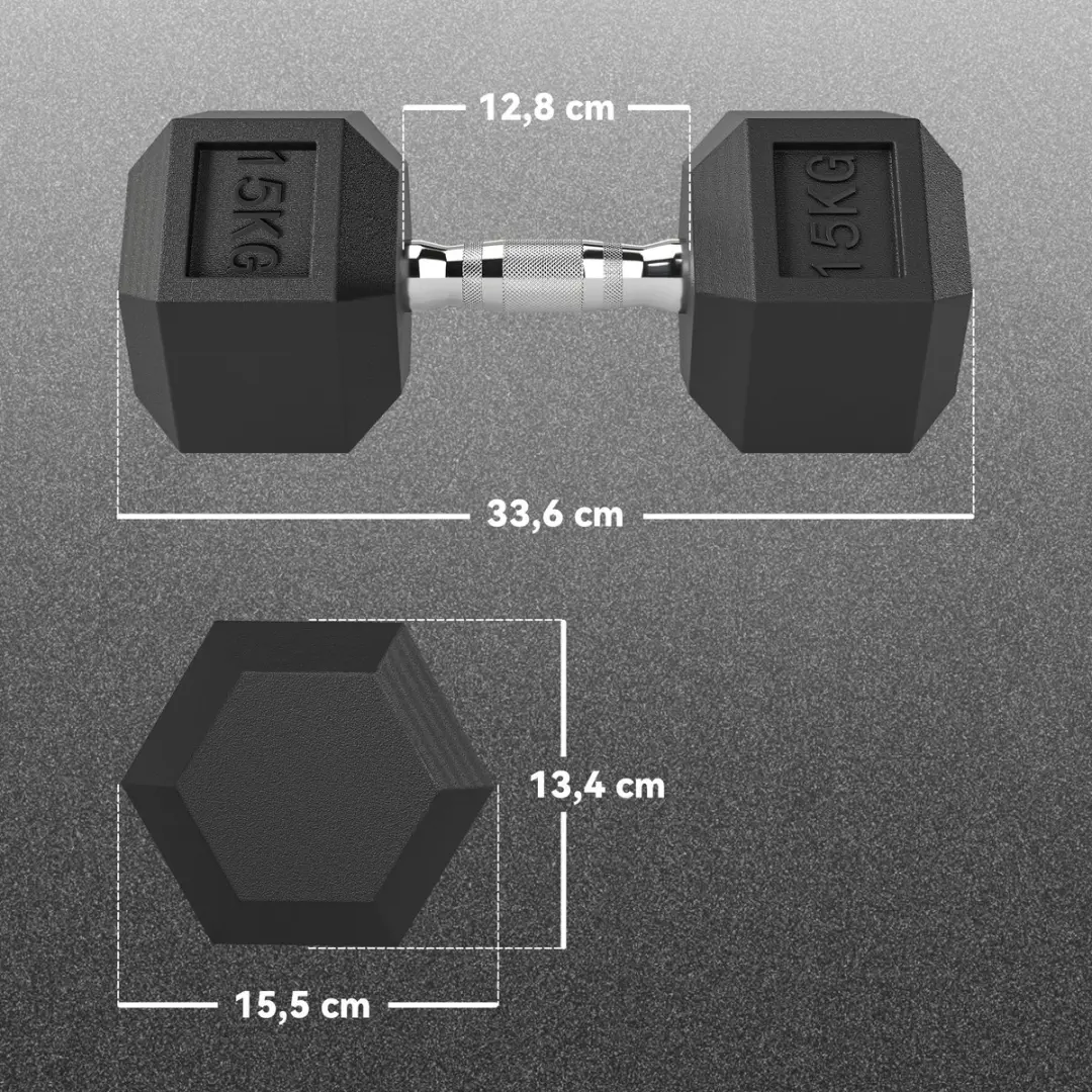 Homcom Rubberen Dumbbell 15,5cm Zwart - 2 Stuks
