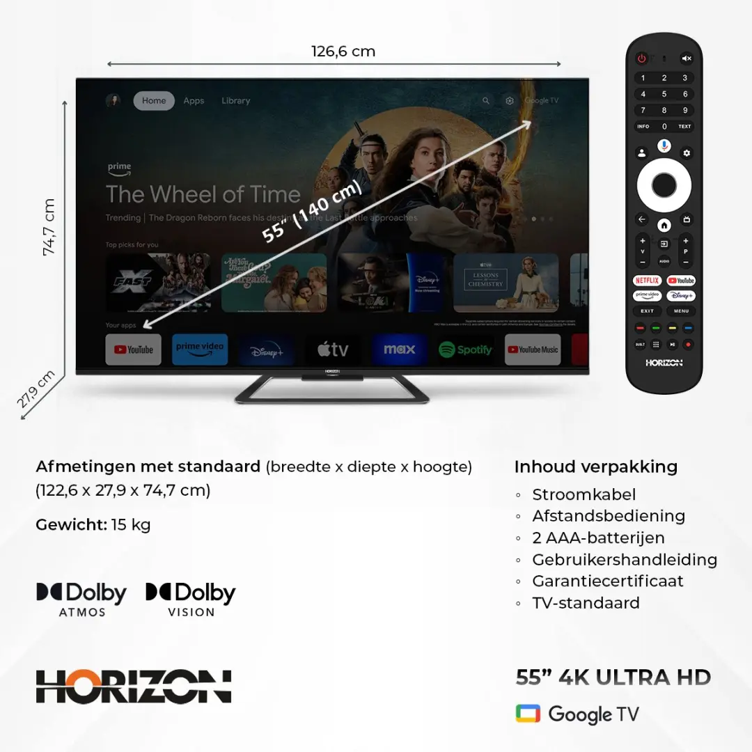 Horizon 55HQ8590U/D QLED TV 55" - 4K Ultra HD - Zwart