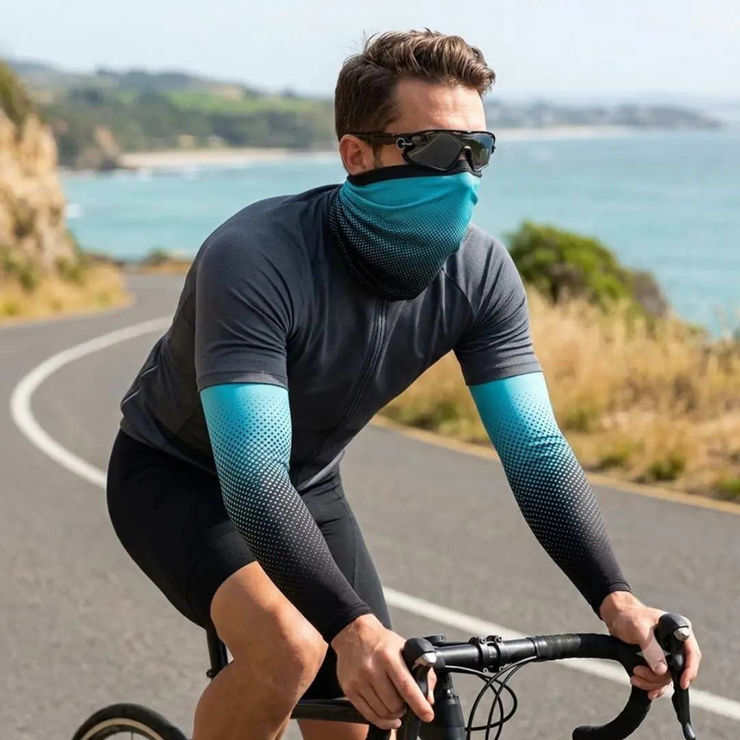 NuveX Lichtblauw Armcovers & Gezichtsmasker - 3-delig