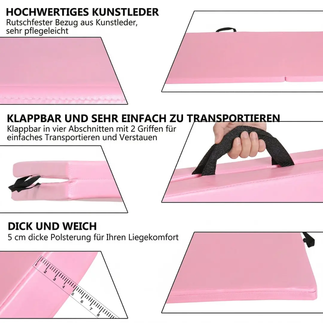 Homcom Gymnastiekmat Roze - 180x60x5cm - afbeelding 6 van 6