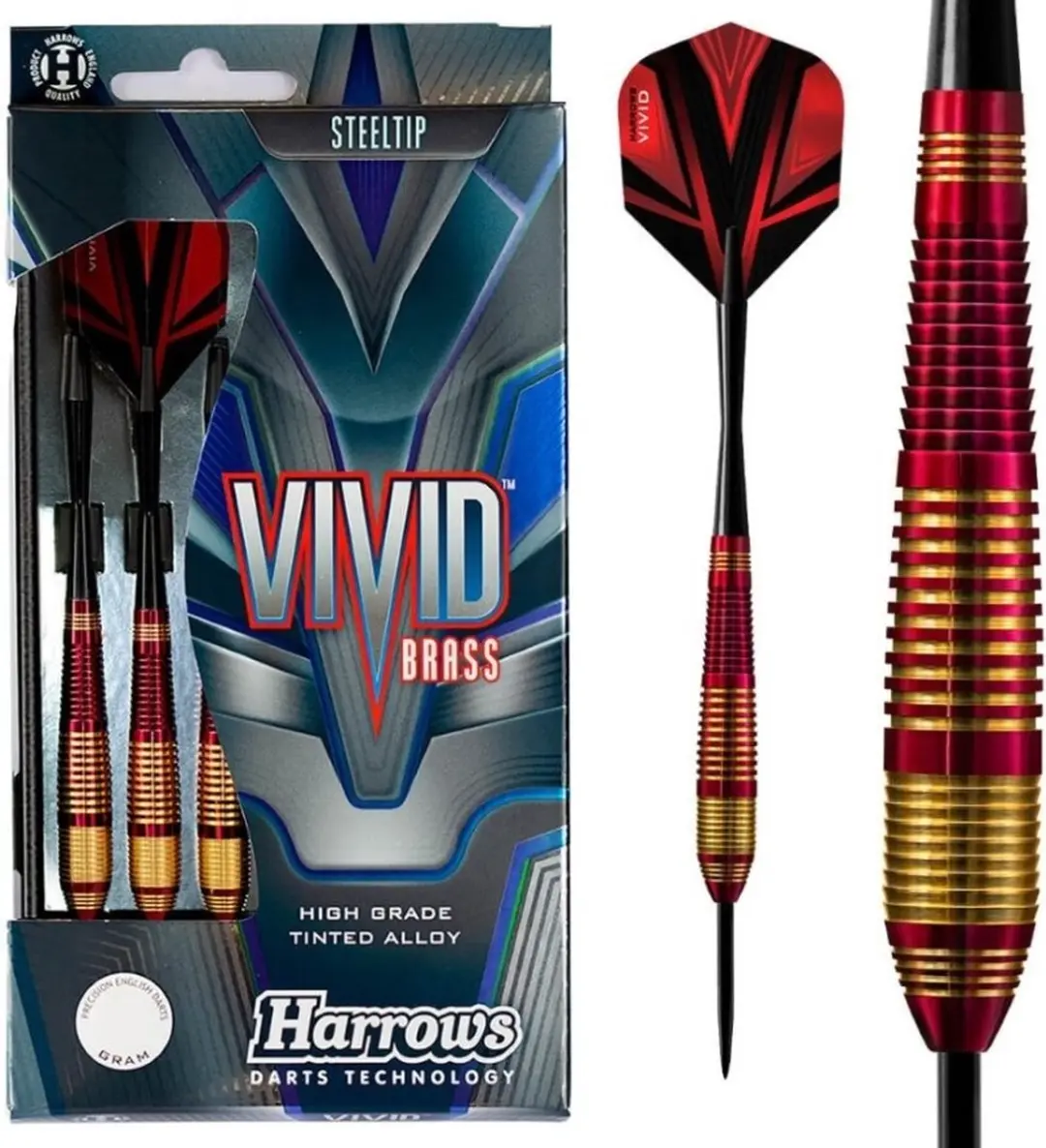 Harrows VIVID RED 24GR Darts - 3 Stuks