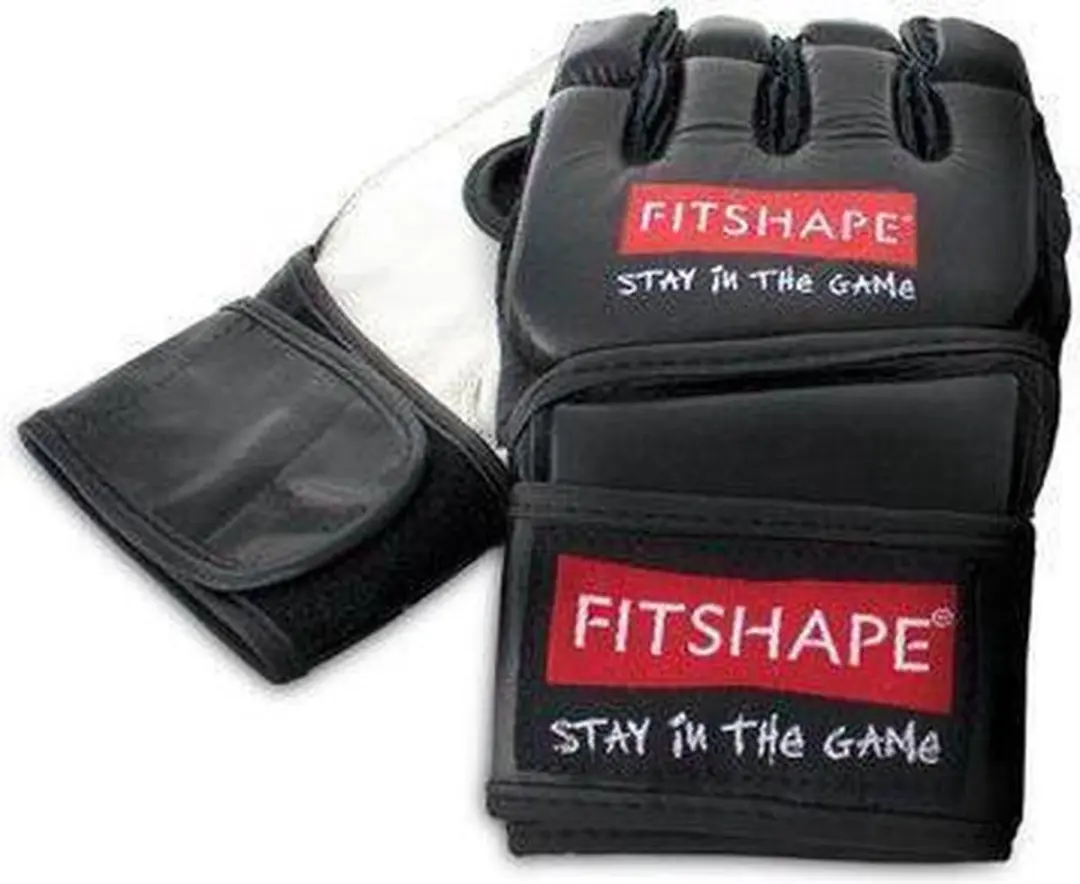 Fitshape Grappling Handschoenen Leder - L - 4 oz - Zwart