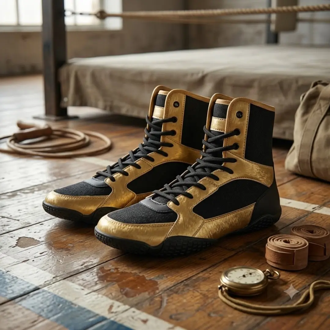 NUVEX Boksschoenen Zwart/Goud Hoge Training 42