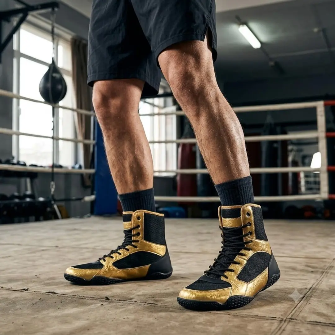 NUVEX Boksschoenen Zwart/Goud Hoge Training 42