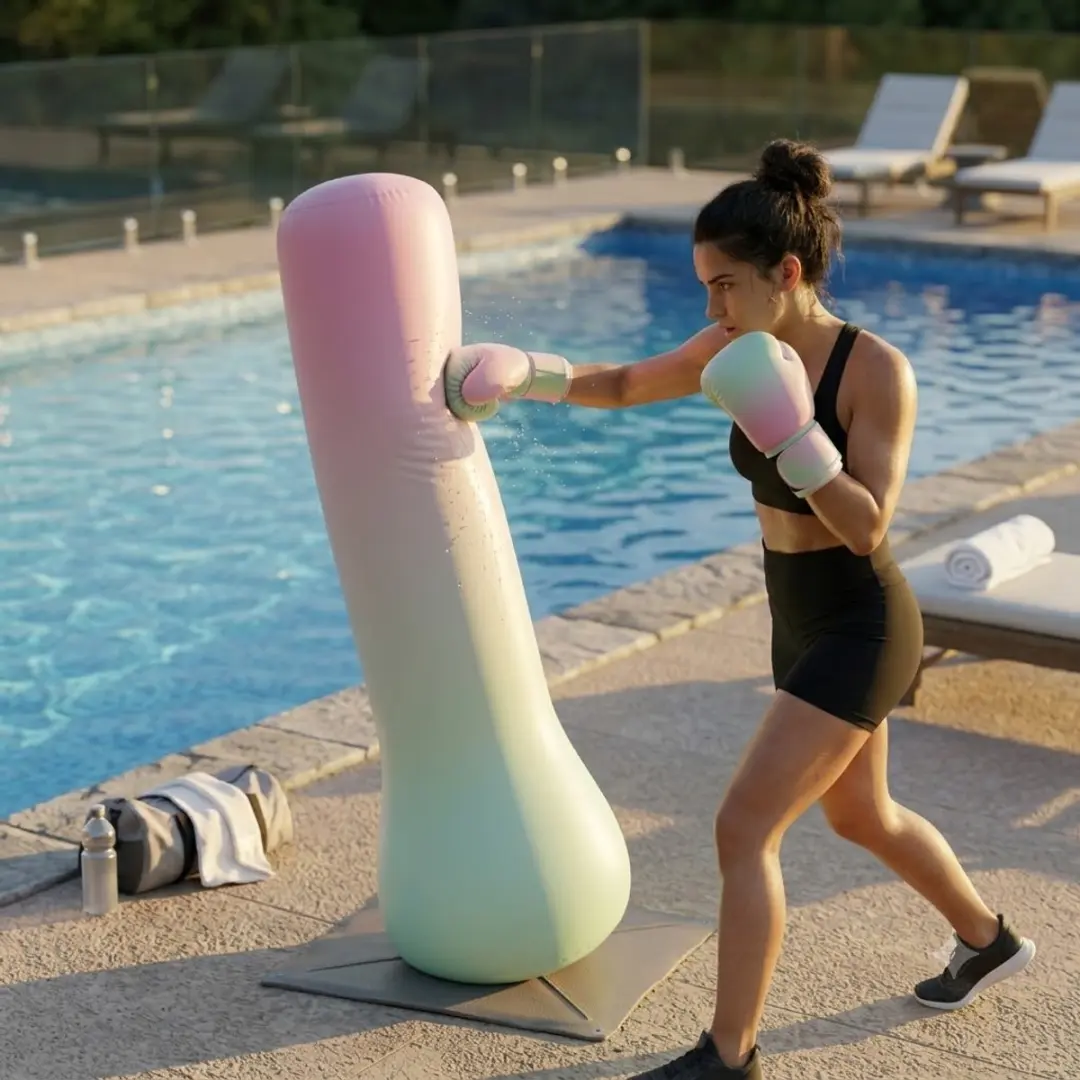 NuveX Opblaasbare Bokszak Roze/Mintgroen/Wit - Reflextraining