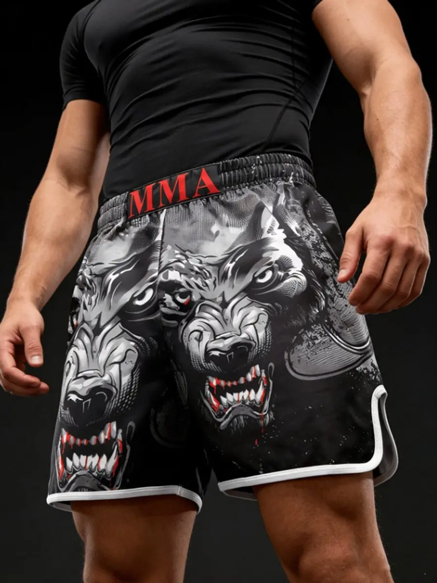 NUVEX Boksbroek XXL - Wolfprint - Zwart