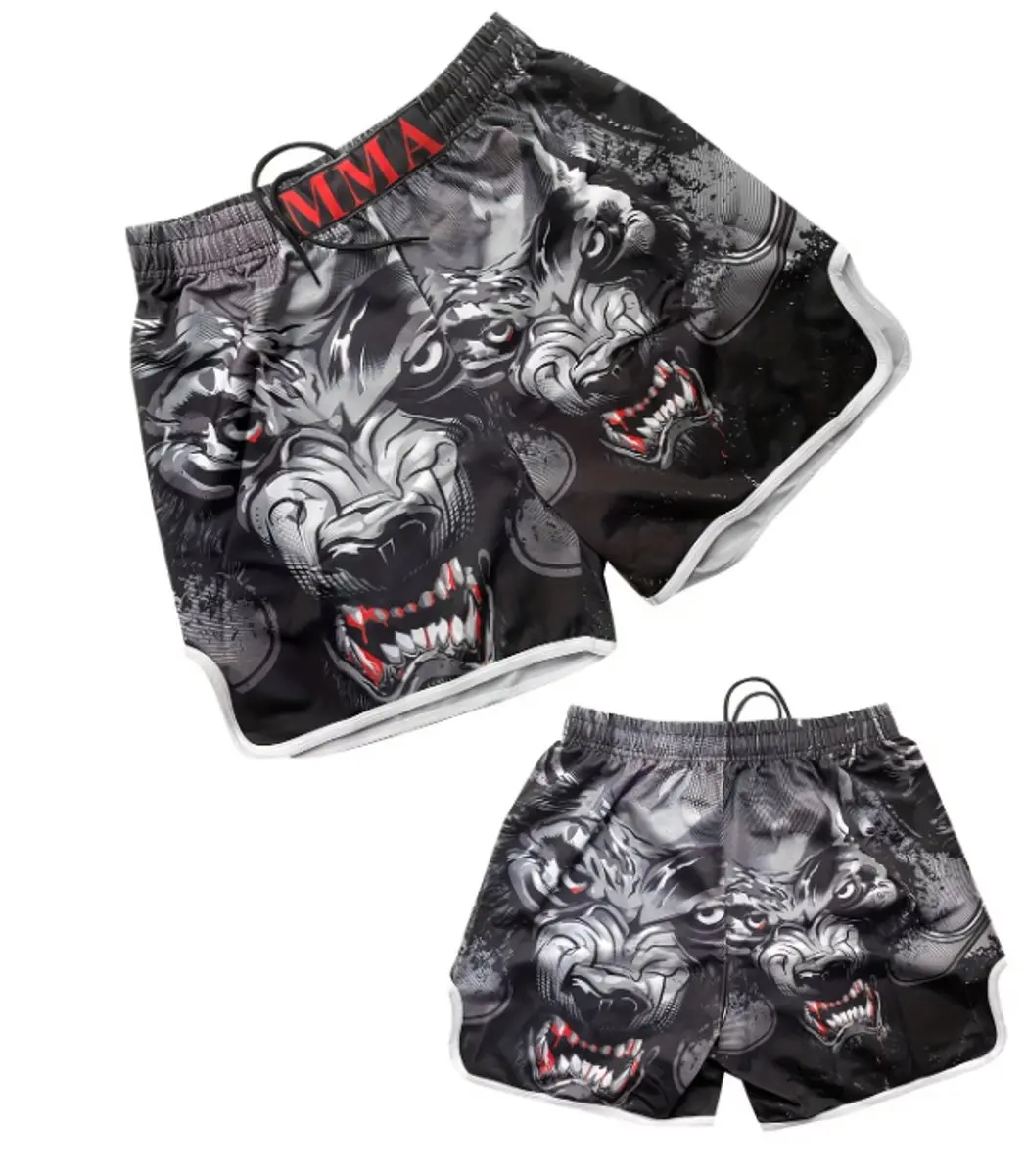 NUVEX Boksbroek XXL - Wolfprint - Zwart