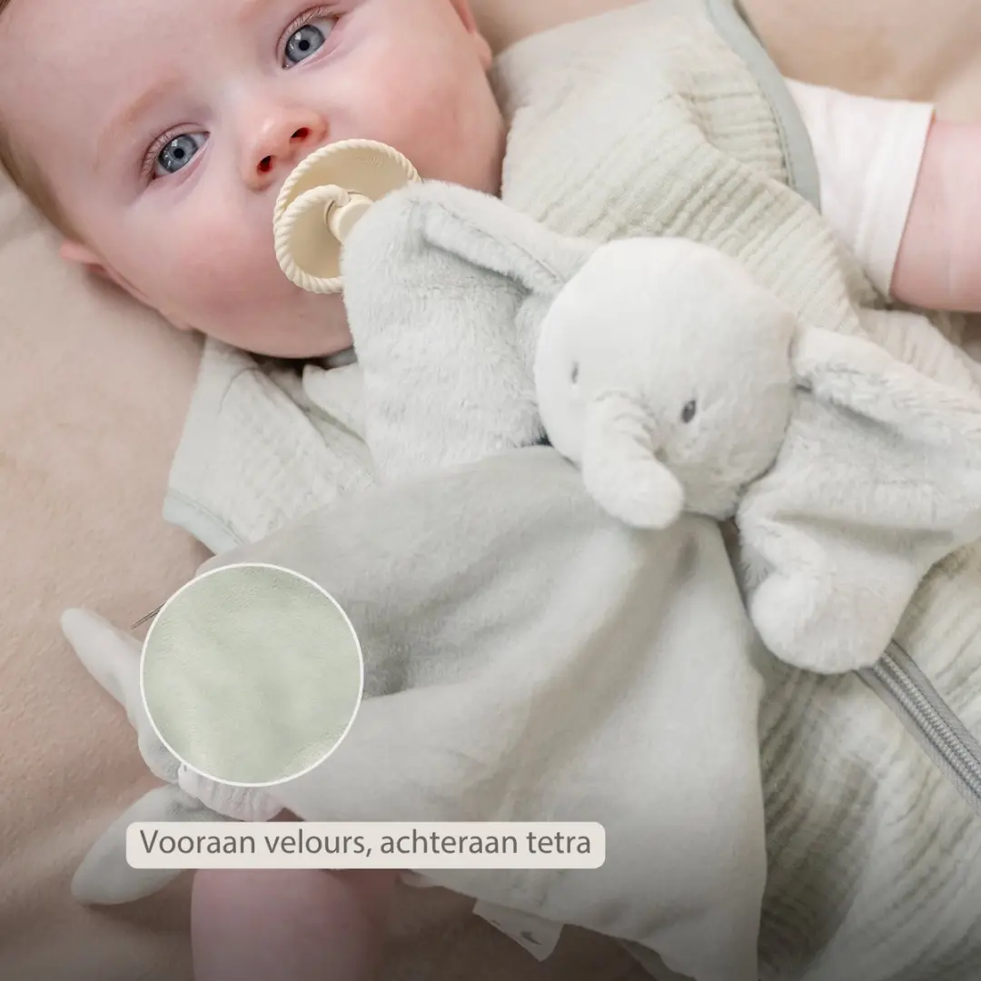 Nattou LouLou Baby Knuffeldoekje Olifant 28x28cm - Lindegroen